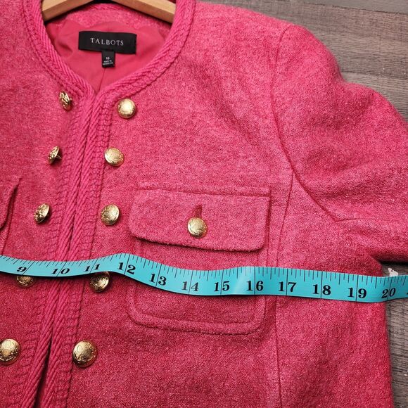 Talbots Berkshire Crop Button Jacket Wool Blend Womens 10 Holly Berry Classic - Picture 8 of 12